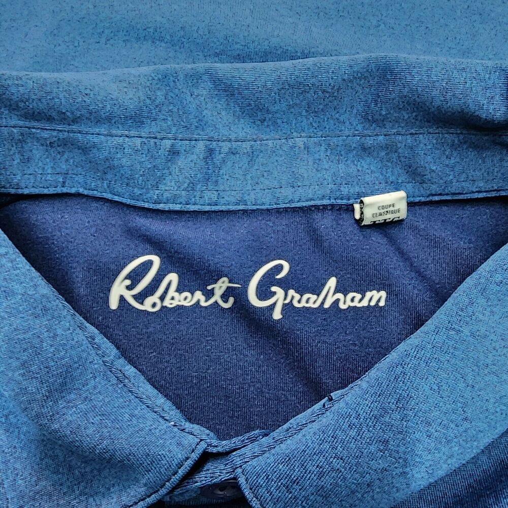Robert Graham Men's Blue Polo Shirt Short Sleeve Logo Size 2XL - Picture 5 of 14